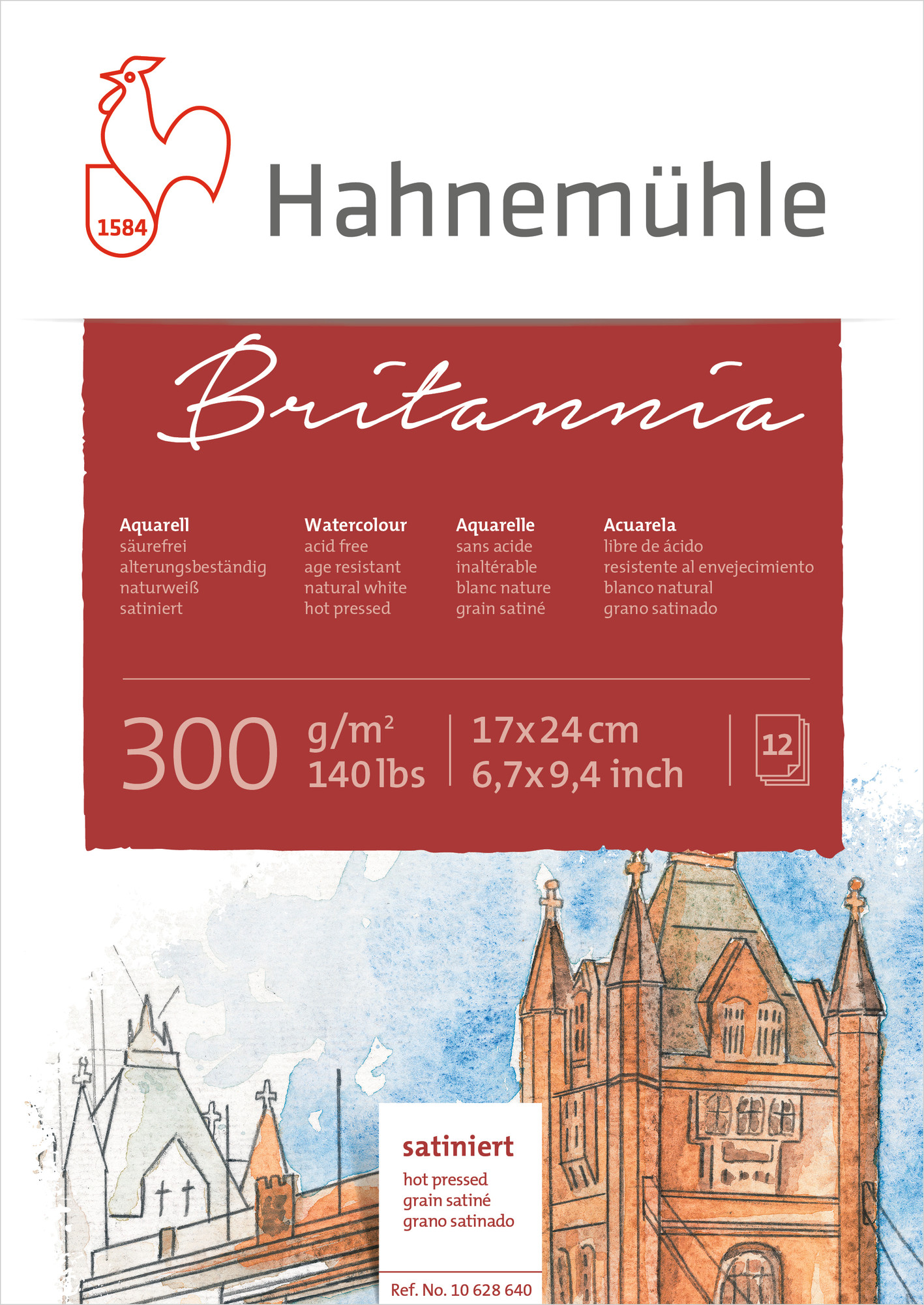 Akvarel Blok Hahnemühle | BRITANNIA Hot pressed 300 g/m2 | 17x24cm | 12/1